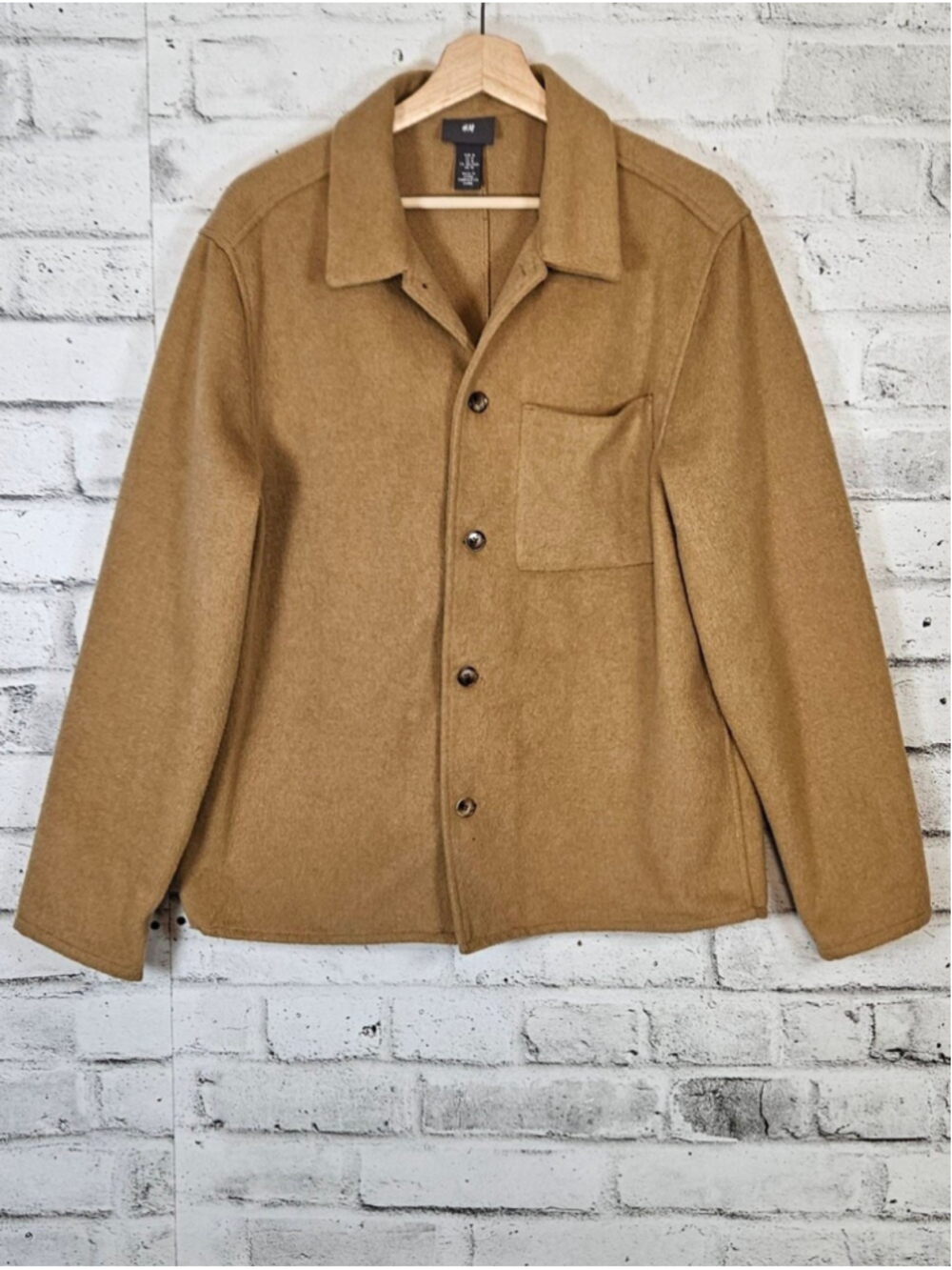 H&M Mens Camel Brown Overshirt Jacket Medium Relaxed Workwear Shacket
